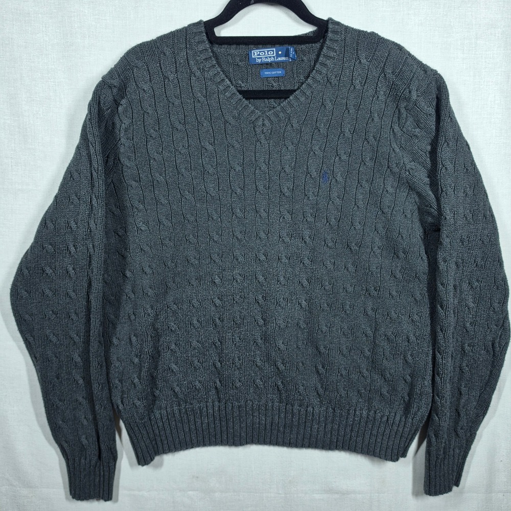 VTG Polo Ralph Lauren Sweater Mens Large V-Neck Pony Logo Old Money Quiet Luxury